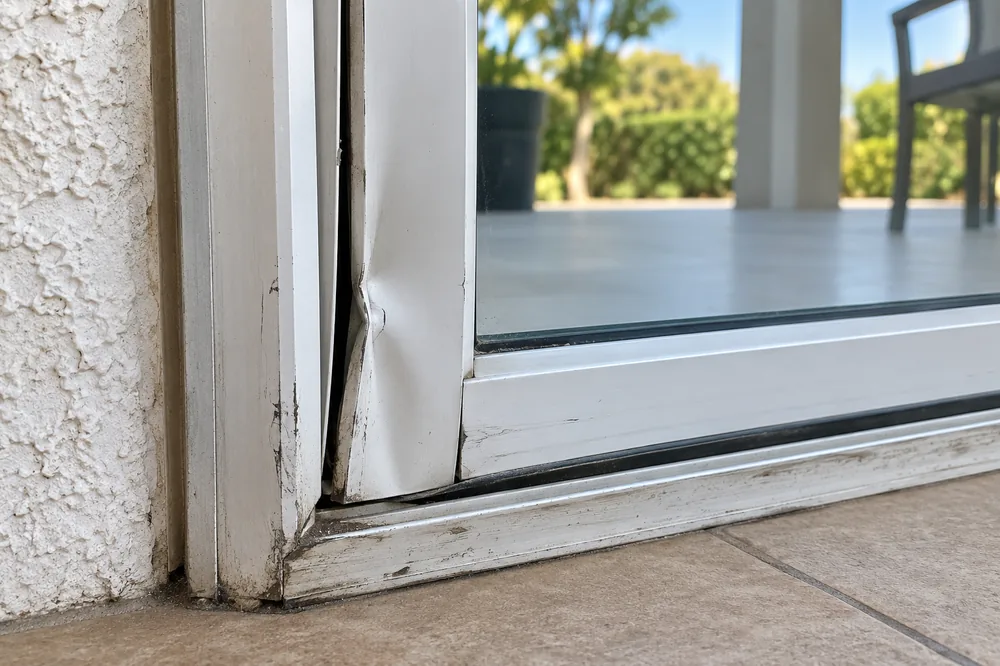 Sliding door threshold checked for alignment