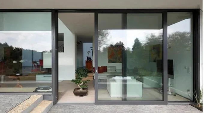 Sliding glass door with a clear glass panel