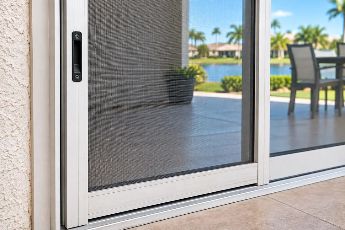 White interior sliding door on its track
